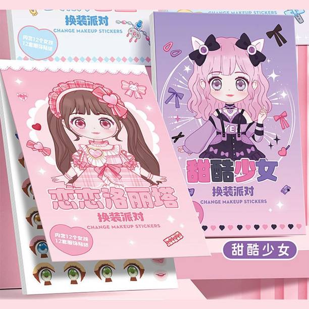 A R International 3 inch Face Dress-Up Sticker Book for Girls Self Adhesive Sticker
