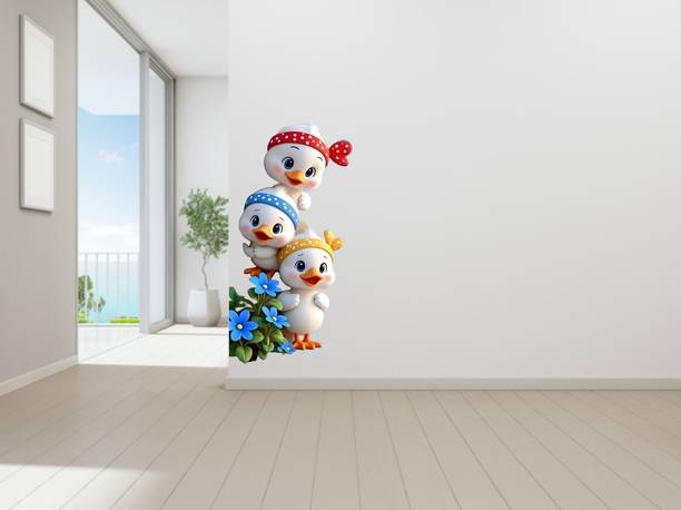 STICKSTAR 60 cm Stacked Trio Ducklings with Bandanas Wall Sticker Self Adhesive Sticker