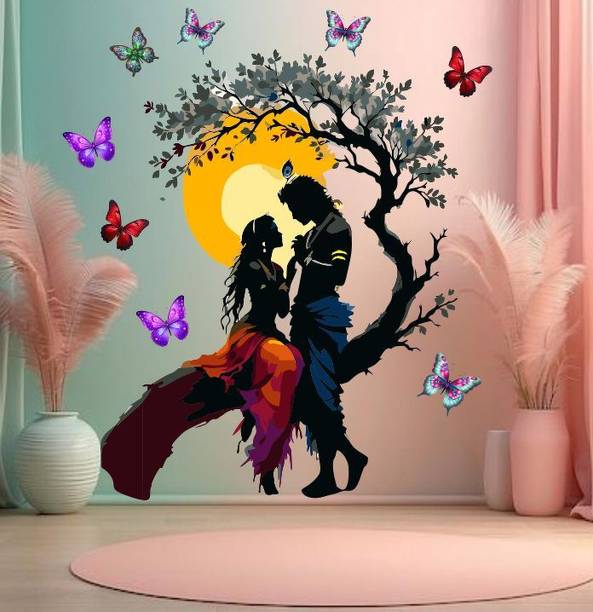 JNM ENTERPRISES 24 inch Adorable Radha Krishna Wall Self Adhesive Sticker