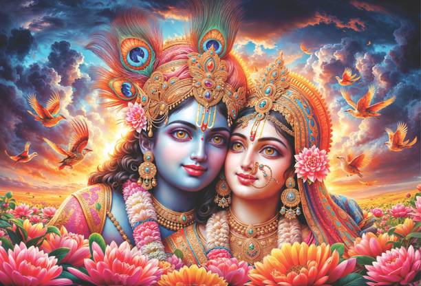 DKPRINTER 45 cm Radha Krishna Self Adhesive Sticker Self Adhesive Sticker