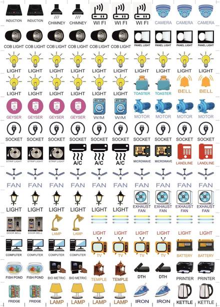 RSB HUB 1.5 cm SWITCH STICKER CLEAR A5 FOR ELECTRIC BOARD INCLUDING 29 DESIGN TOTAL 130 STICKER Self Adhesive Sticker
