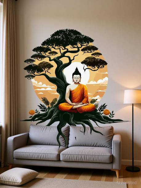 crystalsign 61 cm Buddha sitting under a bodhi tree Self Adhesive Sticker
