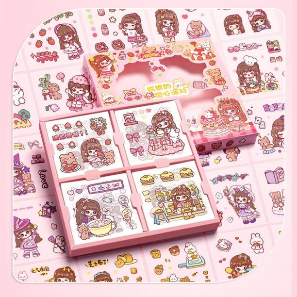A R International 8 inch Cute Japanese Style Sticker Pack for Journaling & Projects Self Adhesive Sticker