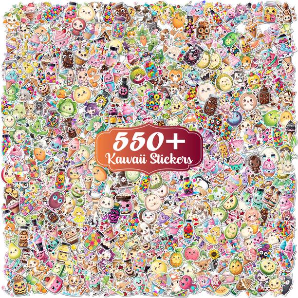 CraftDecor 3.62 cm Premium Cute Food Character Stickers for Kids Teens Diary and Scrapbook Reusable Sticker