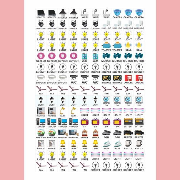 RAIMO 1.5 cm Switch Sticker For Electric Board Appliances Including 35 Designs Self Adhesive Sticker