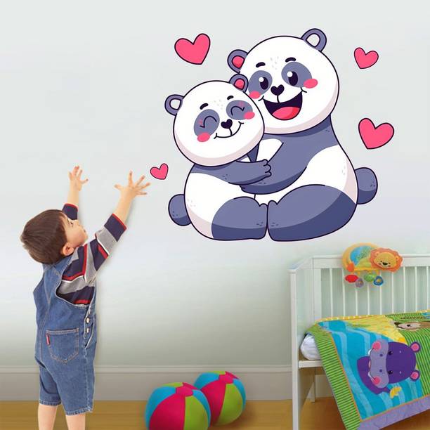 Hetshree Decor 45 cm Couple Panda Wall Sticker & Decal Self Adhesive Sticker