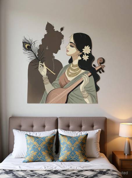 Riditcreation 48 cm Radha Krishna Wall Sticker Self Adhesive Sticker