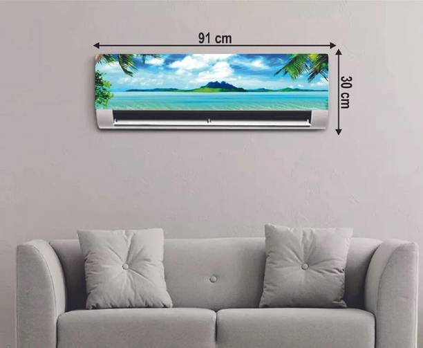 DreamKraft 91 cm Beautiful Sea With Mountain AC Sticker (PVC Vinyl, Multicolor, 30 cm X 91 cm) Self Adhesive Sticker