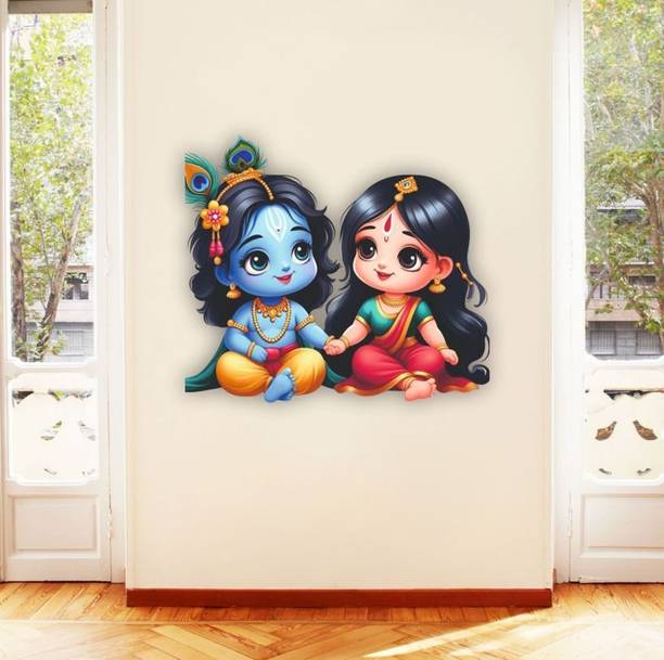 Reface Wall 48 cm Cute Radha Krishna Self Adhesive Sticker