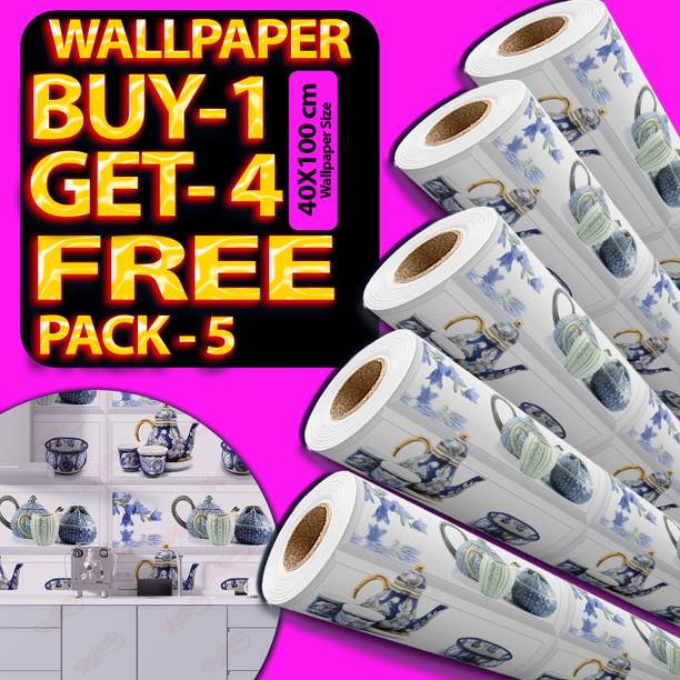 WallDaddy 500 cm Buy 1 Get 4 Free Short Wallpaper Kitchen Wallpaper-09 Wallpaper For Wall Sticker Self Adhesive Sticker