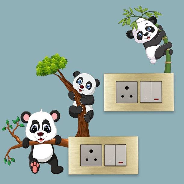 my celebrat 12 cm Cute Panda Decor Switch Board Self Adhesive Double-sided Sticker