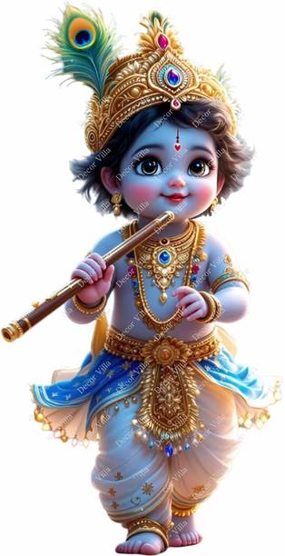 Riditcreation 61 cm krishna Waterproof Self Adhesive Sticker