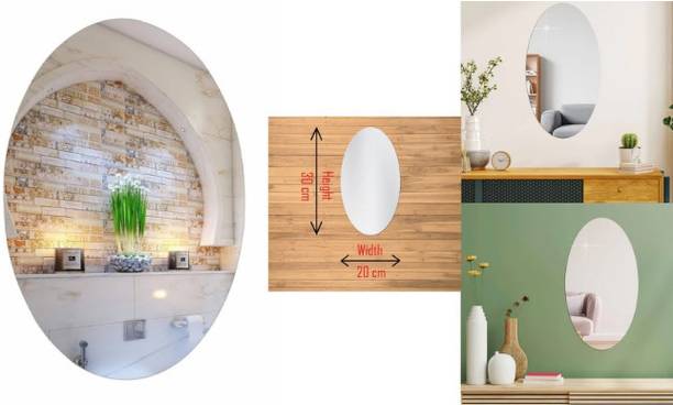Graceful Gatherings 20 cm 2mm_thik_mirror stickers Home|Bathroom|Office Mirror Sticker (Oval) Self Adhesive Sticker