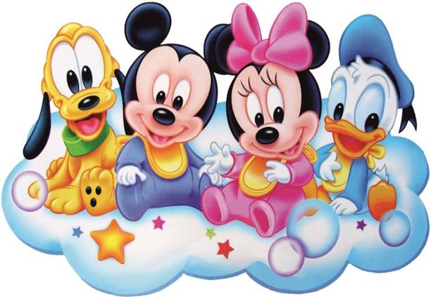 DecorAura 64 cm Four Mickey Mouse Freinds Wall Sticker For Bed Room,Living Room,Office Glow in the Dark Sticker