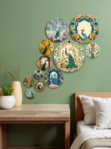 SNDArt Set of 11 Modern Art Peacock Wall Decor Gift items Pack of 11