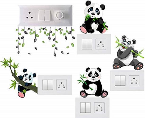 InkHex 20 cm Panda Decorative Switch Board Sticker for Home Switch Penal Self Adhesive Sticker