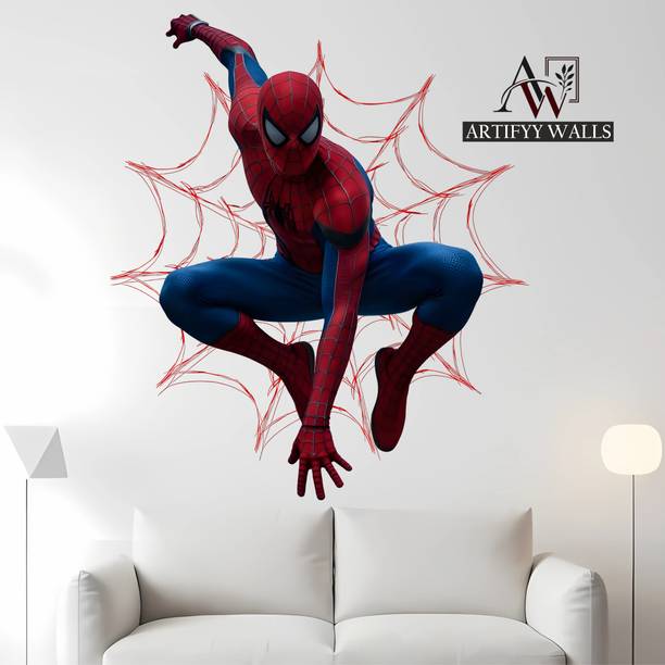 ArtifyyWalls 24 inch Spiderman Wall Sticker for Home Decor Self Adhesive Sticker