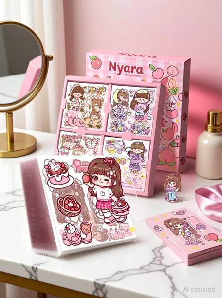 Nyara 5 inch Sweet Party Theme Kawaii Sticker 100 Sheets Cute Washi Sticker for Project Self Adhesive Sticker