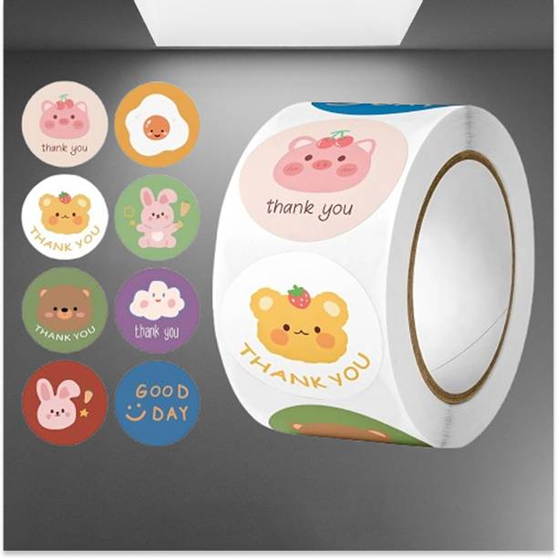 BHAGWADI 2.5 cm Round Thank You Stickers for Decoration Use Self Adhesive Sticker