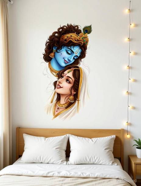 SV collections 27 cm Radha Krishna wall sticker Self Adhesive Sticker