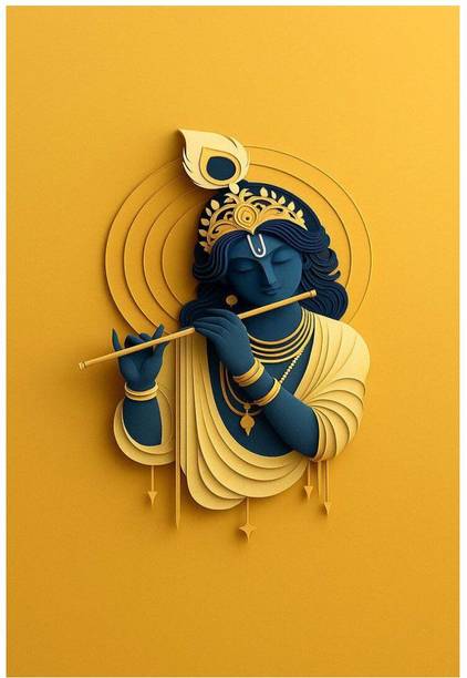 Saral Graphicss 19 inch Krishna Wall Aesthetic Home Decor Poster Premium Matte Finish Reusable Sticker