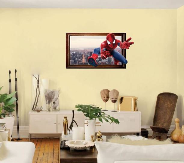 Aashrut decor 76 cm Wall Sticker Sticker Frame Poster ('Spiderman Frame Self Adhesive Sticker
