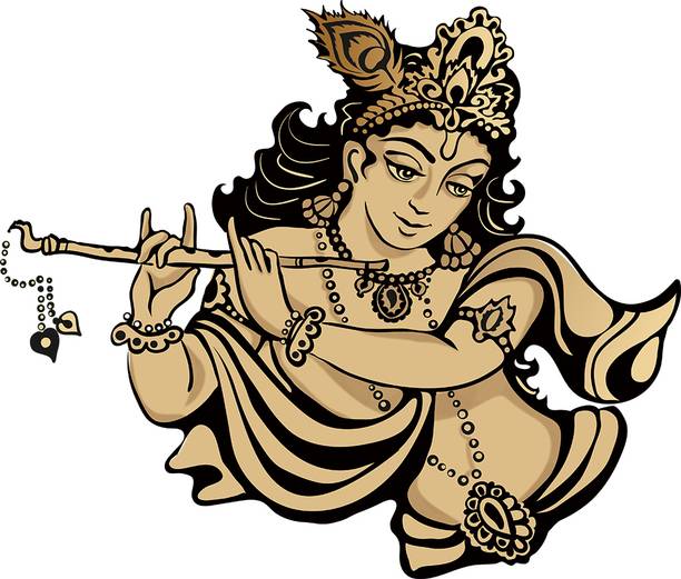 Aquire 60 cm Bansuri Krishna Ji Self Adhesive Sticker