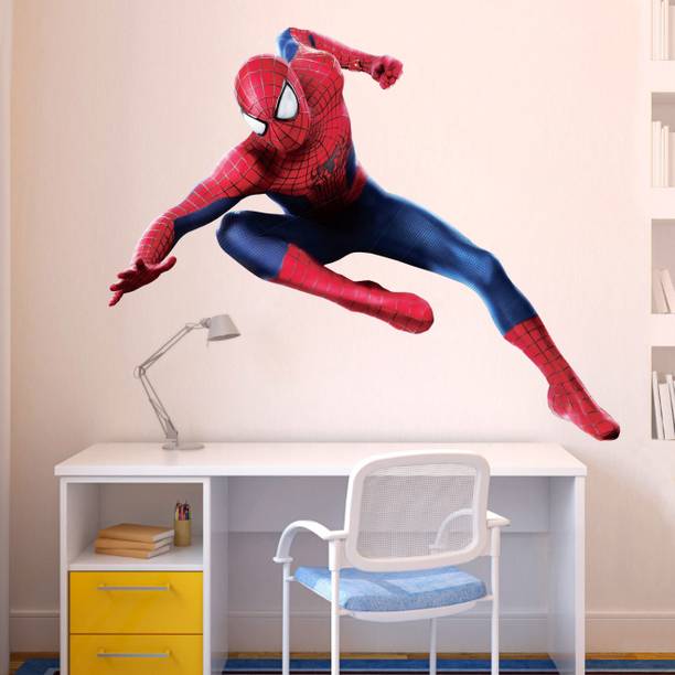 Decor Villa 120 cm Spider-Man Wall Decal - Extra Large Superhero Action Pose PVC Viny Removable Sticker