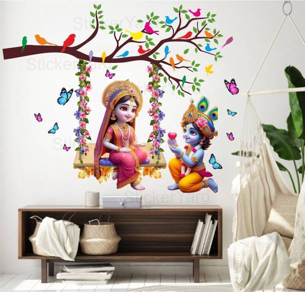 StickerYard 76 cm Radha Krishna Proposal Wall Stickers Self Adhesive Sticker