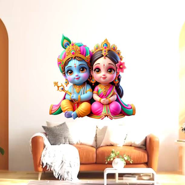 SUDARSHAN DESIGNS 30 inch RADHA KRIHN Self Adhesive Sticker