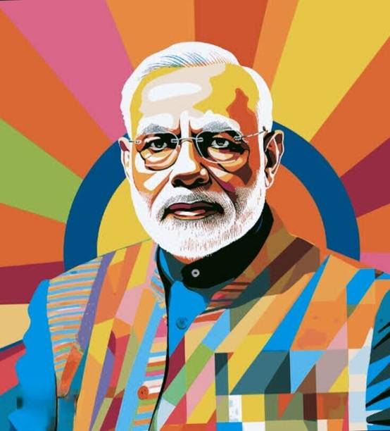 swaroopa 16.5 inch Narendra Modi Sticker Self Adhesive Sticker