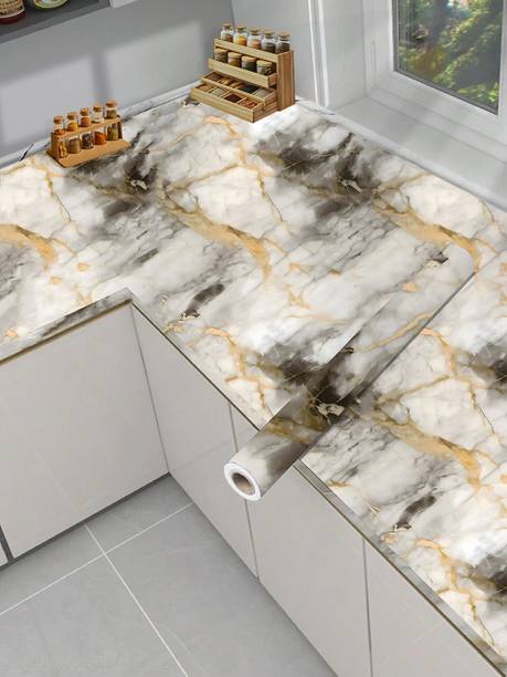 Onbet 200 cm Self Adhesive Glossy Marble Foil Waterproof Sticker For Kitchen And Home Self Adhesive Sticker