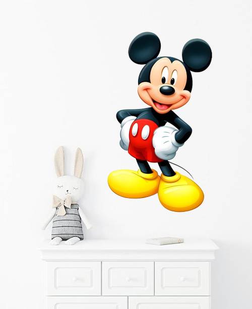 MY WALLORA 58 cm Cute Mickey Mouse Wall Sticker for Kids Room Self Adhesive Sticker