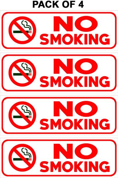 ShubhFly 24 cm No Smoking Sticker Sign Size 24x8 CM Pack of 4 Pcs Self Adhesive Sticker