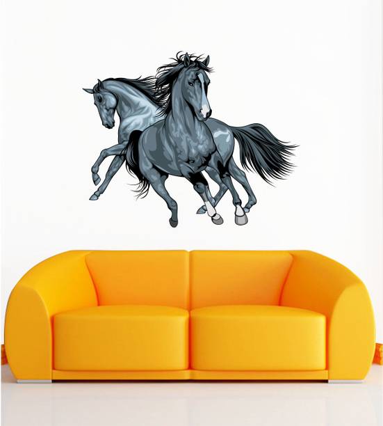 rawpockets 100 cm Duo Wild Horses Running Self Adhesive Sticker