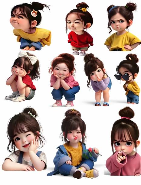 Printlive 4 inch Cute Cartoon Girl Vinyl Self Adhesive Sticker