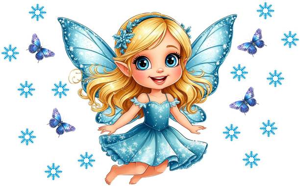cartdecor 50 cm Fairy With Butterfly Wall Sticker Self Adhesive Sticker