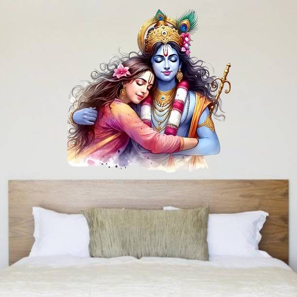 Reface Wall 48 cm Radha Krishna Wall Sticker Self Adhesive Sticker
