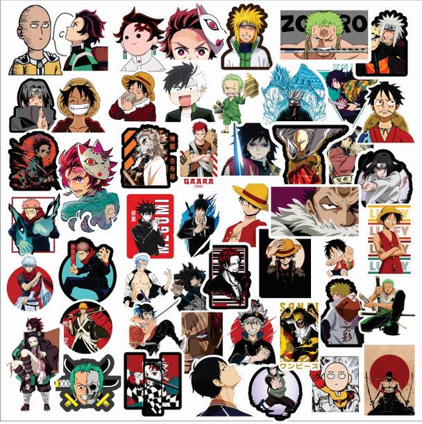 SAMANTA WALA 1.5 inch Multi Anime Sticker For Phone, Laptop, Notebook, etc. Pack of 50 Self Adhesive Sticker