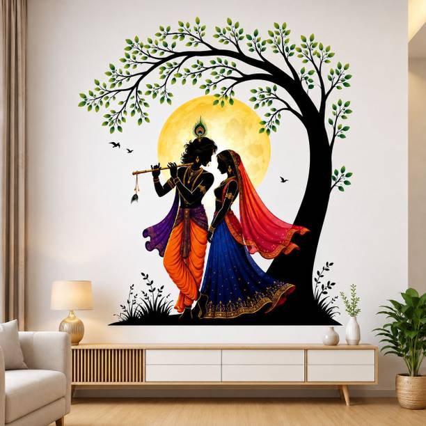 SV collections 26 inch Radha Krishna Tree Wall Sticker (26 x 20 Inch) Self Adhesive Sticker