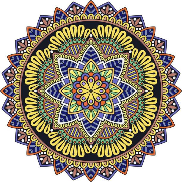 ShreeJiPrinting 24 inch Floor Rangoli 24X24 Inches Square Shape Stickers for Home,Office,Schools - 188 Self Adhesive Sticker