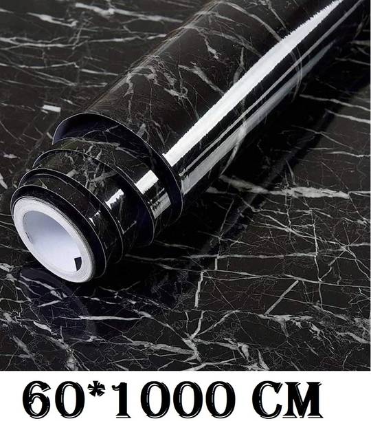 SIRTERIQ 1000 cm Aluminum Shining Marble Foil Waterproof Premium Roll For Kitchen Self Adhesive Sticker