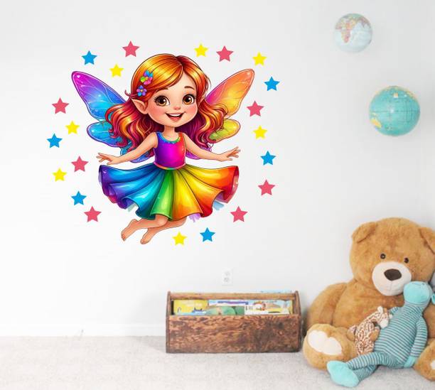 cartdecor 50 cm Fairy With Stars Wall Sticker Self Adhesive Sticker