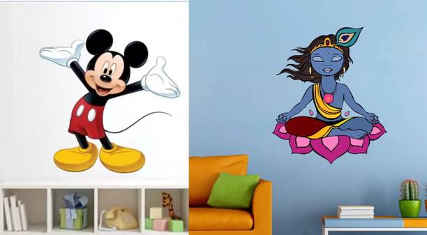 GharKraft 51 cm cute mickey mouse Wall Sticker Self Adhesive Sticker