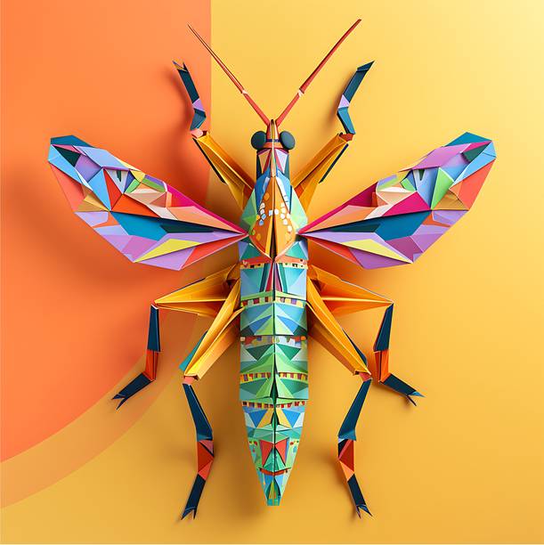 SoFFXia 18 inch Locust_Origami 3D Animals Decorative Wall Sticker for Living Room Self Adhesive Sticker