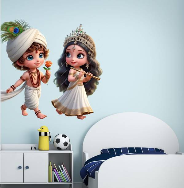 Reface Wall 48 cm Cute Radha Krisha Self Adhesive Sticker
