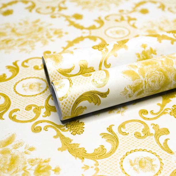 Wolpep 600 cm Golden Flower Self Adhesive Sticker