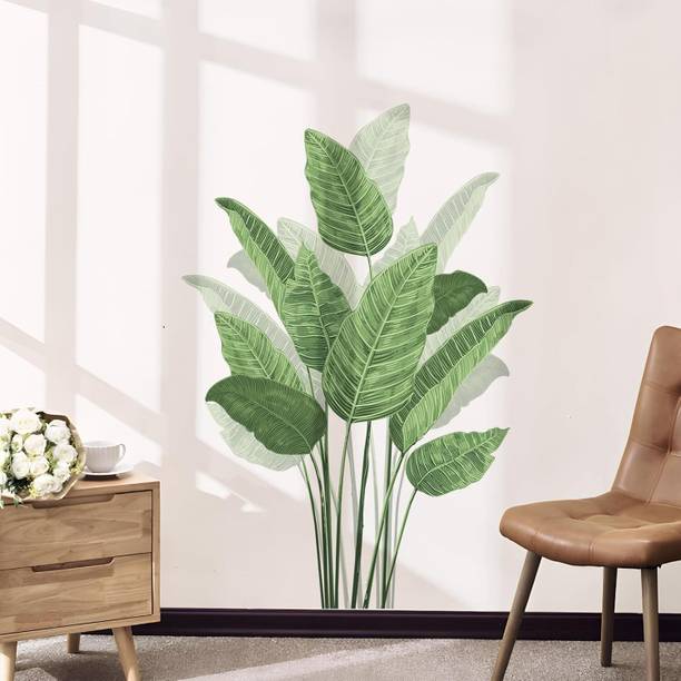 SADECOR 30 inch BEAUTIFULL PLANT WALL STICKER Self Adhesive Sticker