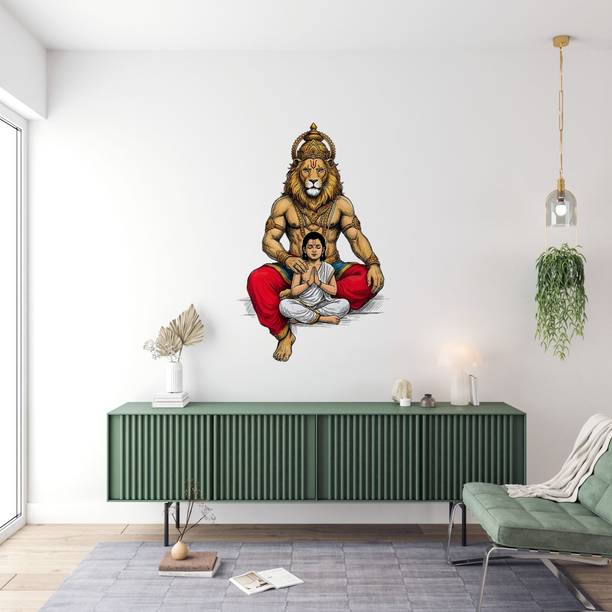 nkuwari 27 inch Panchmukhi Narasimha with Prahlad Wall Sticker Removable Sticker