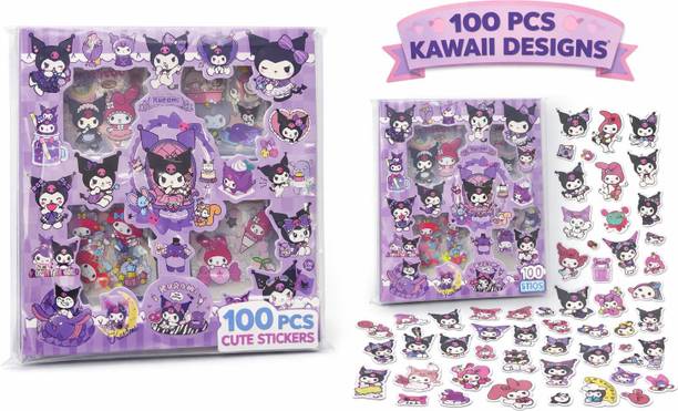 aksharentrprise 2 inch Kuromi 100 PCS Stickers Pack Self Adhesive Sticker
